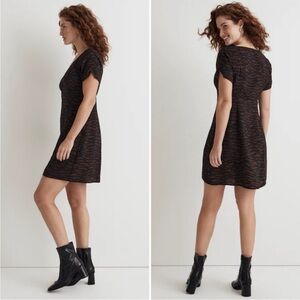 NEW Madewell V-Neck Mini Dress Abstract Animal Print Black Brown Size 0 Western